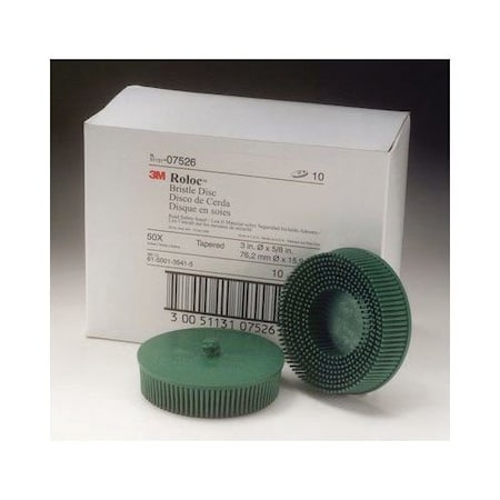 3M Scotch-Brite Roloc Bristle Disc 07526, 3 inx5/8 Tapered CRS, 10PK 7100138321